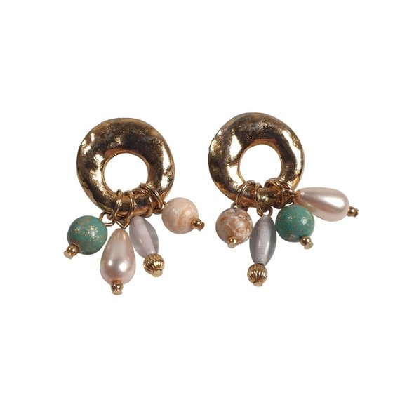 Beaded Gold Tone Beach Core Boho Vintage Earrings Women Jewelry Costume Fashion - Picture 5 of 5